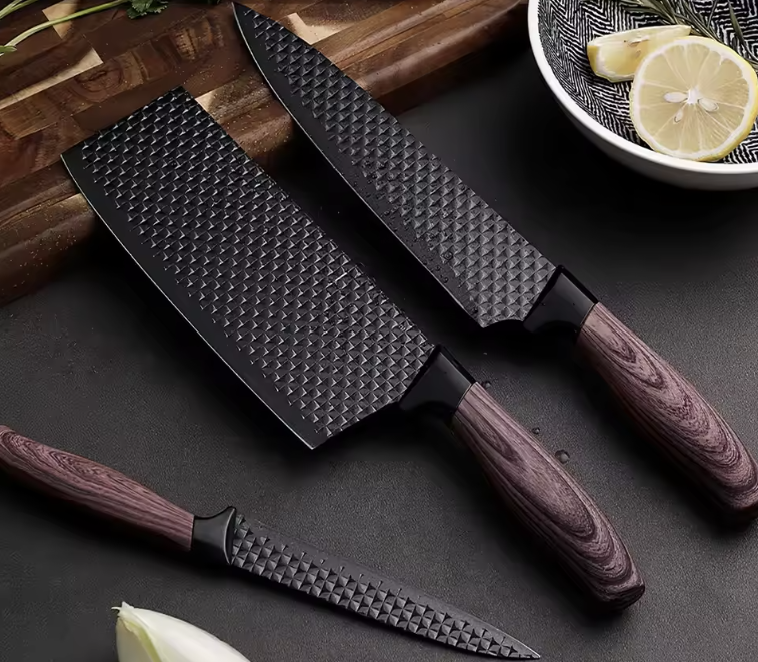 Set Cuțite Bucătărie din Inox, 6 Piese, 4 Cuțite, Foarfecă din Oțel Inoxidabil și Cuțit Ceramic de Decojit